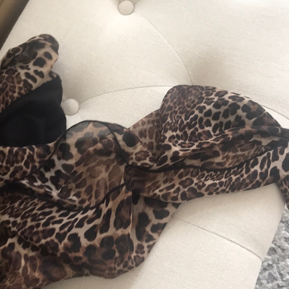 Leopard Print Wrap Bodysuit in Brown and Black - Picture 3 of 7